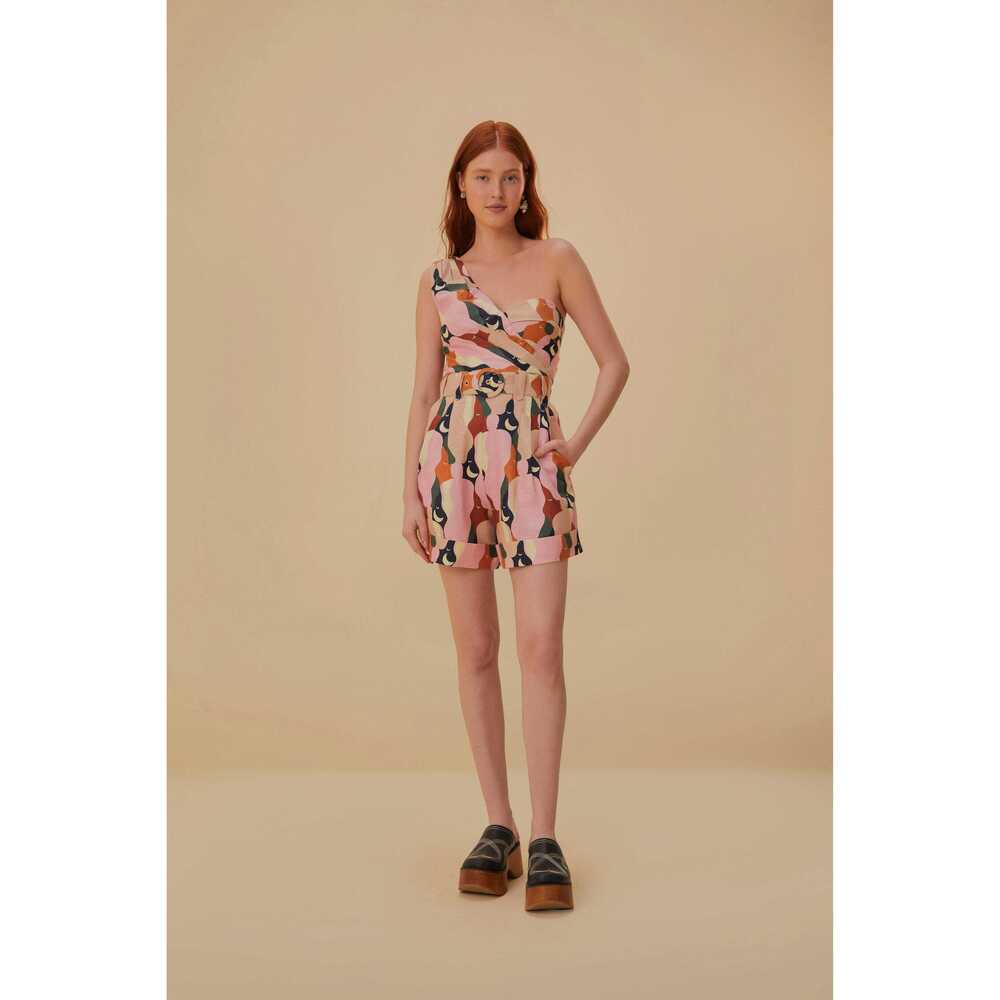 The Kiss Multicolor One Shoulder Romper